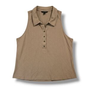 Banana Republic Women’s Brown Sleeveless Polo Top Large Cotton Spandex